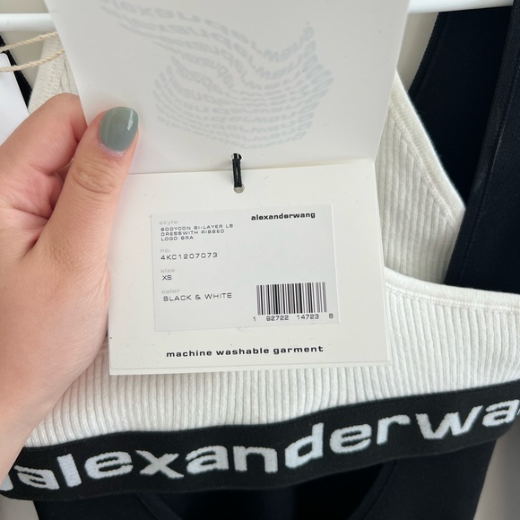 NWT Alexanderwang.t Black & White Bi-Layer Bodycon Dress (XS) Alexander Wang - Picture 9 of 10
